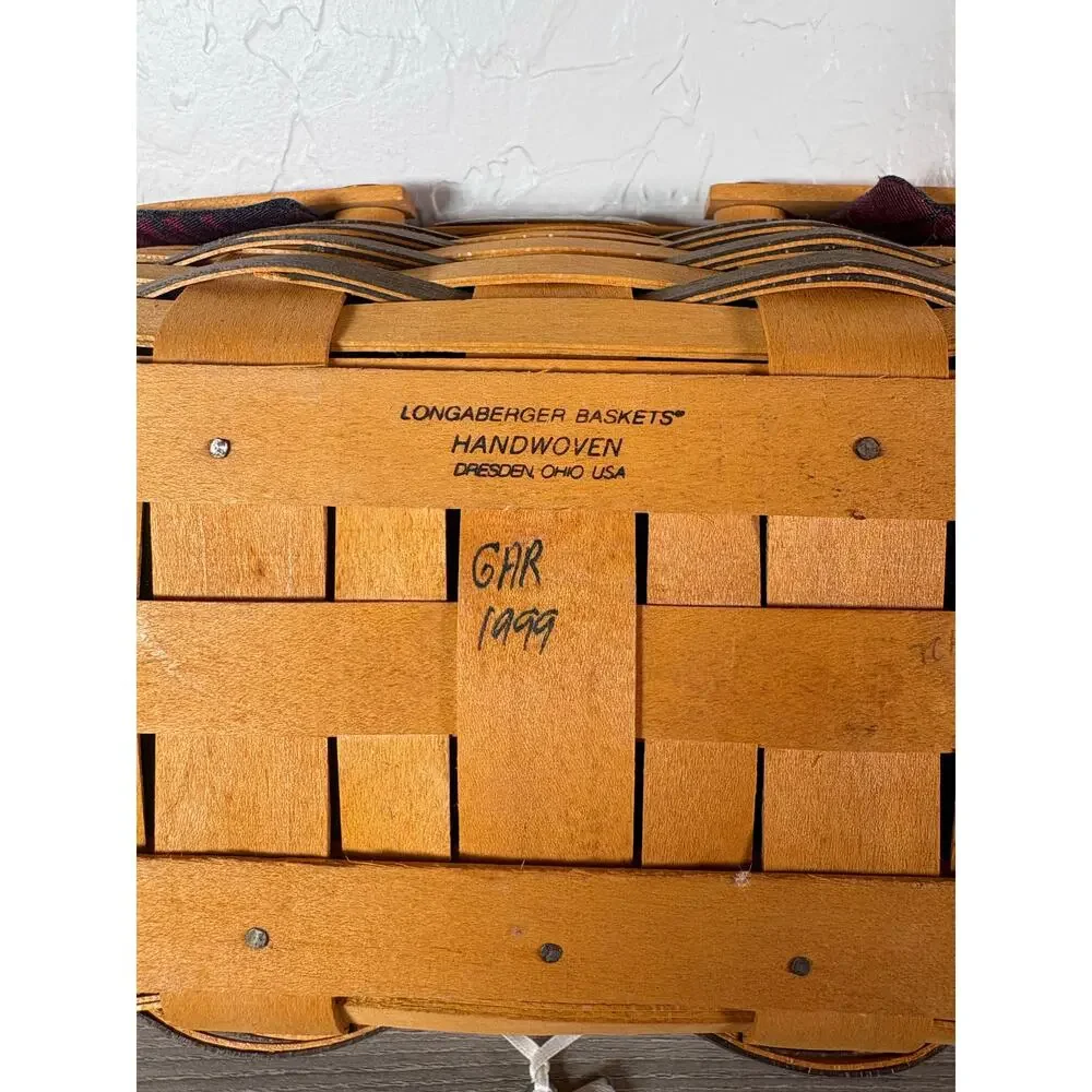 Vintage 1999 Longaberger Crawford Barn‎ Collection Basket Signed Lid Plaid Liner